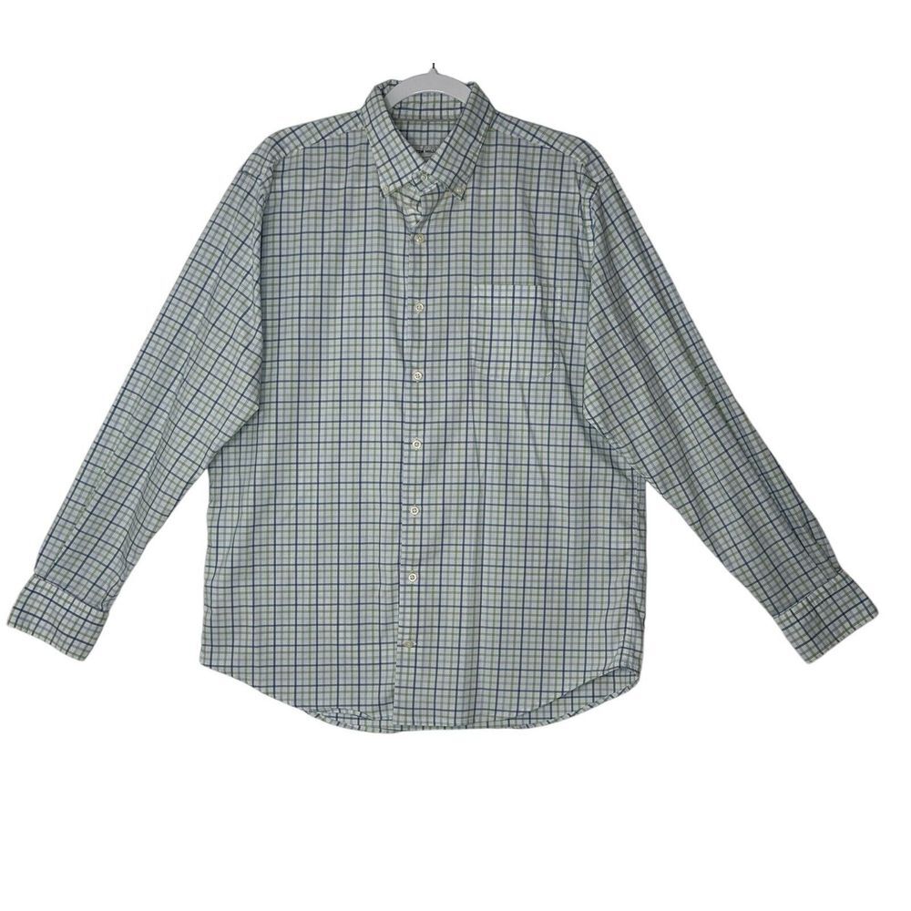 Peter Millar Shirt Mens Large Blue Gingham Button Down Long Sleeve Top Cropccore